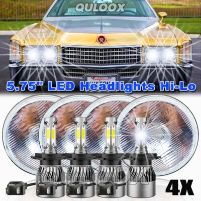 For Cadillac DeVille 1962-1974 4PCS 5-3/4" 5.75" LED Headlights Hi-Lo Beam Bulbs - Image 1 of 4