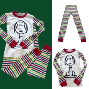 Hanna Andersson Peanuts Snoopy Striped Pajama Sz 150cm US 12 - Picture 1 of 10