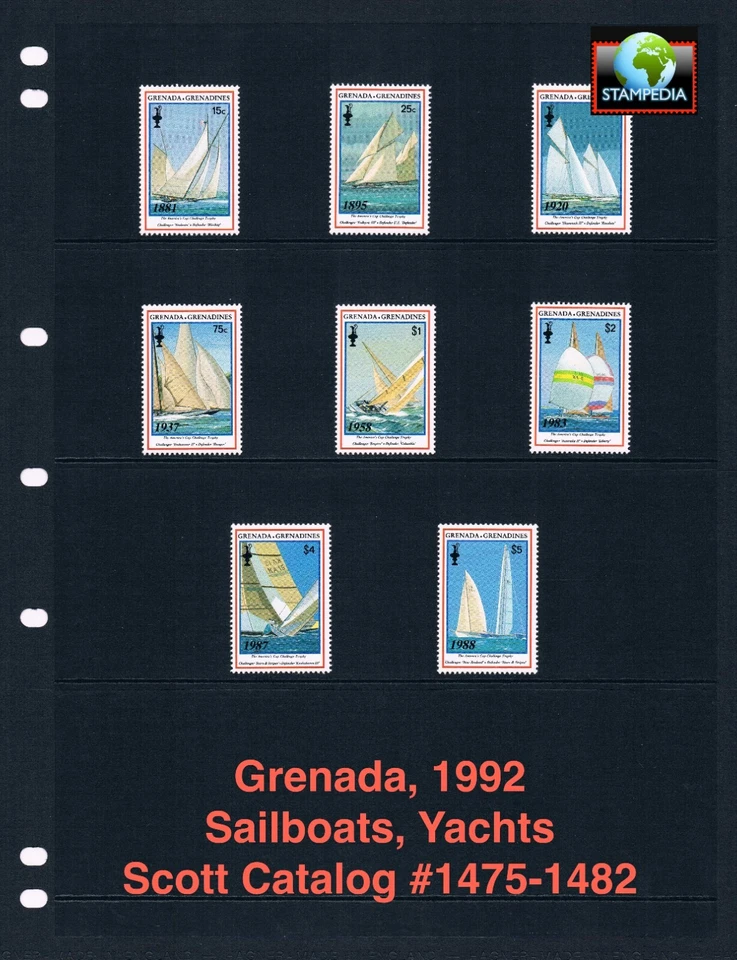 Valor Scott de $11,95 - 1992 GRENADA GREN veleros yates CV MNH NH UM - Imagen 1 de 4