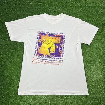 Vintage 90s Bring Them Home America Missing Children Promo Tee Shirt Men's Large - Image 1 of 4