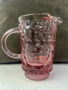 Pebble Beach Pink Fostoria Glass Pitcher 7” Excellent Sparkly - Picture 1 of 14