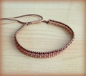 COPPER GOLD TONE HAND WOVEN BRACELET - ADJUSTABLE - Picture 1 of 3