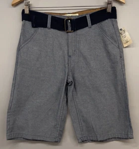 Rustic Blue Shorts YOUTH BOYS 14 Bluish Gray Chambray Belted Flat Front MSRP $36 - Picture 1 of 18