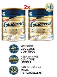 Glucerna Triple Care Diabetic Milk Powder Vanilla 2 x 800 Free Shipping - Picture 1 of 4