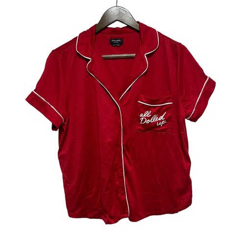 Pigiama Kate Spade pigiama donna M rosso bottoni davanti tutto imbottito loungewear