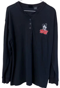 Vintage Mickey Unlimited Jerry Leigh Henley Shirt Men’s Size Large Black - Picture 1 of 5