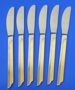 6 - WMF Cromargan STRATOS GOLD Glossy Stainless Japan Flatware DINNER KNIVES - Picture 1 of 6