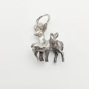 Colgante vintage de plata de ley 925 con dije de ciervo - Imagen 1 de 3