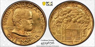 1922 $1 Gold Grant No Star PCGS MS65 GOLD SHIELD - Image 1 of 4