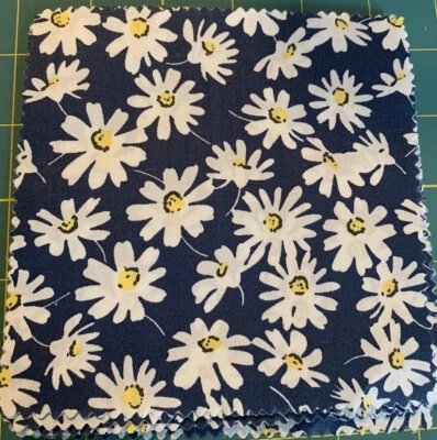 20 - 5” X 5” Moda Fabric Squares ( Navy Blue W/White Flowers) - Image 1 of 2