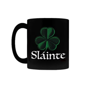 Shamrock SLÁINTE COFFEE MUG, Slainte Irish Gaelic Health Toast St Patrick's Day - Picture 1 of 12