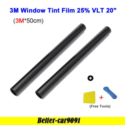 3mx50cm Universal Car Window Uncut Roll Tint Film Tinting Super Dark Black Limo - Image 1 of 4