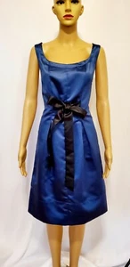 Max And Cleo Sleeveless Blue Satin Sheath Dress Size 10 - Picture 1 of 10