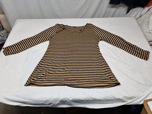 E-Vie beige y negro despojado manga larga cuello redondo talla 18 (581) - Imagen 1 de 14