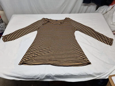 E-Vie beige y negro despojado manga larga cuello redondo talla 18 (581) Foto 1 de 4