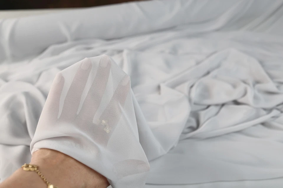 12 Colors Hi Multi Chiffon Fabric - 60" Wide Sheer Fabric Matte White-Black - Image 1 of 4