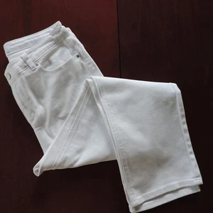 SUZANNE GRAE sz 12 white denim straight ankle-length jeans - Picture 1 of 12