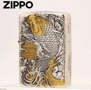 Nuevo Encendedor de Aceite Zippo Carpa Templo Dragón con Caja - Imagen 1 de 4