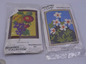 2 OLD NEEDLEPOINT KITS, DESIGNER COLLECTION FRUIT, AMERICAN FAMILY DAISY GARDEN - Picture 1 of 7