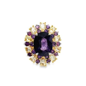 6.17 Carat No-Heat Purple Sapphire Diamond 18k White Gold Ring, GIA Certified - Picture 1 of 6