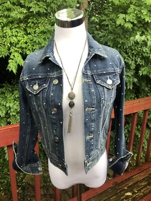 Nuevo $398 CURRENT/ELLIOTT Talla 0/XS Jean CHAQUETA DENIM Mediana Ligera Abrigo Foto 1 de 4