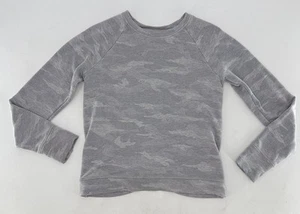 Athleta Girl Cozy Cross Your Fingers Sweatshirt GrayCamo Sz XL/14 Athleisure - Picture 1 of 10