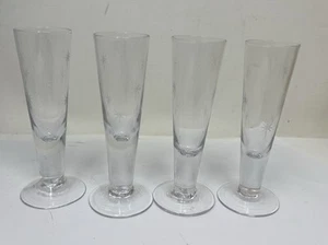 Mid Century Starburst Schnapps Shot Glasses 5" Clear Etched Starburst Set of 4 - Picture 1 of 4