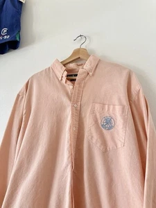 Rare Vintage Polo Ralph Lauren Cookie Sailing 1/4 Button Shirt Pink Blue Sz L - Picture 1 of 5
