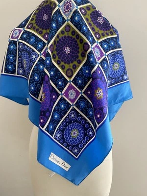 Bufanda de seda floral azul Christian Dior S46# Foto 1 de 4