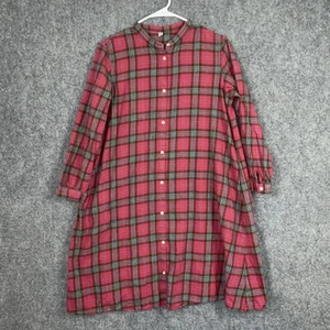 UNQLO Dress Girls 13 Red Plaid Preppy Aline Button Flannel Pockets - Picture 1 of 8