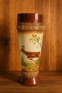 Vintage German Porcelain Beer Stein - 700ml Deer Motif (23 cm / 9 in - Picture 1 of 3