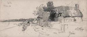 GEORGE CHARLES HAITE Victorian Drawing 1898 COTTAGE AT BEAULIEU NEW FOREST - Picture 1 of 9