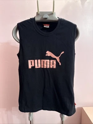 Camiseta sin mangas vintage Y2K Puma negra con logotipo rosa para mujer S Foto 1 de 3