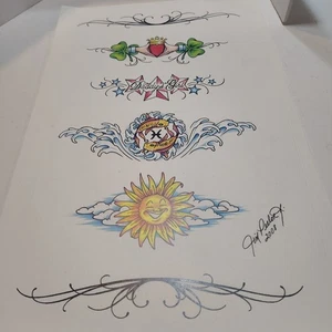 Jim Peelor R. 2008 7 Sheets Of 17" X 11" Tattoo Flash Various Subjects. - Picture 1 of 8