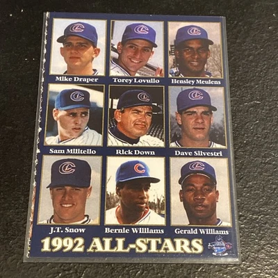 Rare Bernie Williams JT Snow Hensley Meulens 2006 Columbus Clippers Program Card - Image 1 of 2