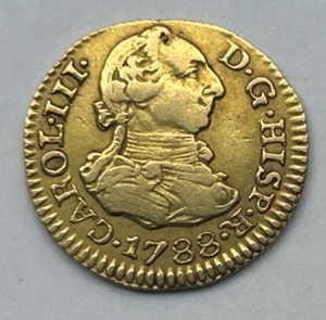 SPAIN GOLD 1/2 ESCUDO 1788 SC - Seville mint - Picture 1 of 2