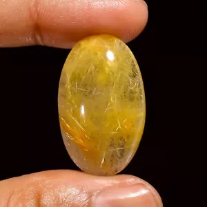 Natürlicher goldener Rutilquarz loser Edelstein oval Cabochon 27,50 kt 29 x 17 x 7 mm - Bild 1 von 6