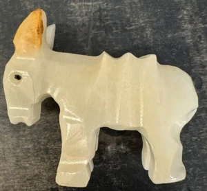 Vintage Hand Carved Donkey Figurine Onyx Stone Marble - Picture 1 of 4