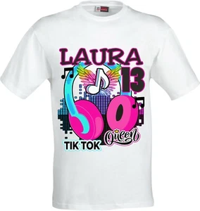 PERSONALISIERTES T-SHIRT TIKOK KÖNIGIN GEBURTSTAG VOLLFARBE SUBLIMATION WEISS - Bild 1 von 1