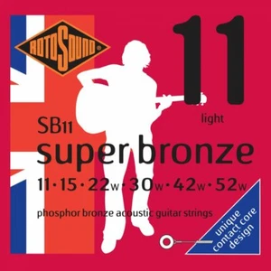 Rotosound SB11 Super Bronze Phosphor Bronze Acoustic Guitar Strings 11-52 Light - Picture 1 of 1