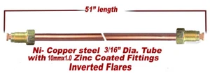 3/16" Brake Line 51 INCH Nickel- Copper 10mm x 1.0 Tube Nuts inverted Flare - Picture 1 of 4
