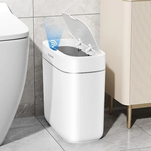 Automatic Bathroom Trash Can Lid 3.5 Gallon Smart Trash Can Touchless Garbage - Picture 1 of 1