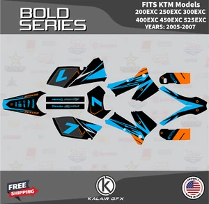 Kit de gráficos para KTM 200 250 300 400 450 525EXC (2005-2007) audaz - naranja cian - Imagen 1 de 6