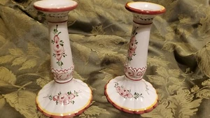Kerzenständer handbemalt Portugal Keramik für Neuwirth 2er Set signiert  - Bild 1 von 6