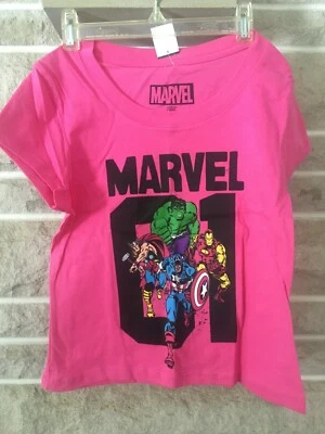 Camiseta Marvel Rosa Tamanho Juventude Pequena Nova Hulk Homem de Ferro Capitão América Nova Com Etiqueta  - Imagem 1 de 2