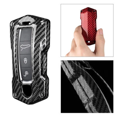 Car Key Shell Fob Case Cover For Porsche Cayenne Panamera 17-18 Carbon Fiber - Image 1 of 4