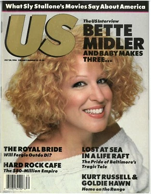 US MAGAZINE JULY 28, 1986 BETTE MIDLER, KURT RUSSELL, SLY STALLONE, VINTAGE! - Image 1 of 4