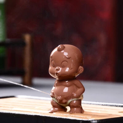 Funny Pee Doll Porcelain Purple Clay Tea Pet Water Spray Lovely Boy Statue Small - Image 1 of 4