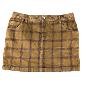 Urban Outfitters BDG Corduroy Mini Skirt Yellow Plaid Womens 10 Bohemian Classic - Picture 1 of 6
