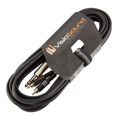 Câble jack TRS stéréo 6,35mm 1/4" à 2 x RCA phono dorée / Câble d'insert 5m